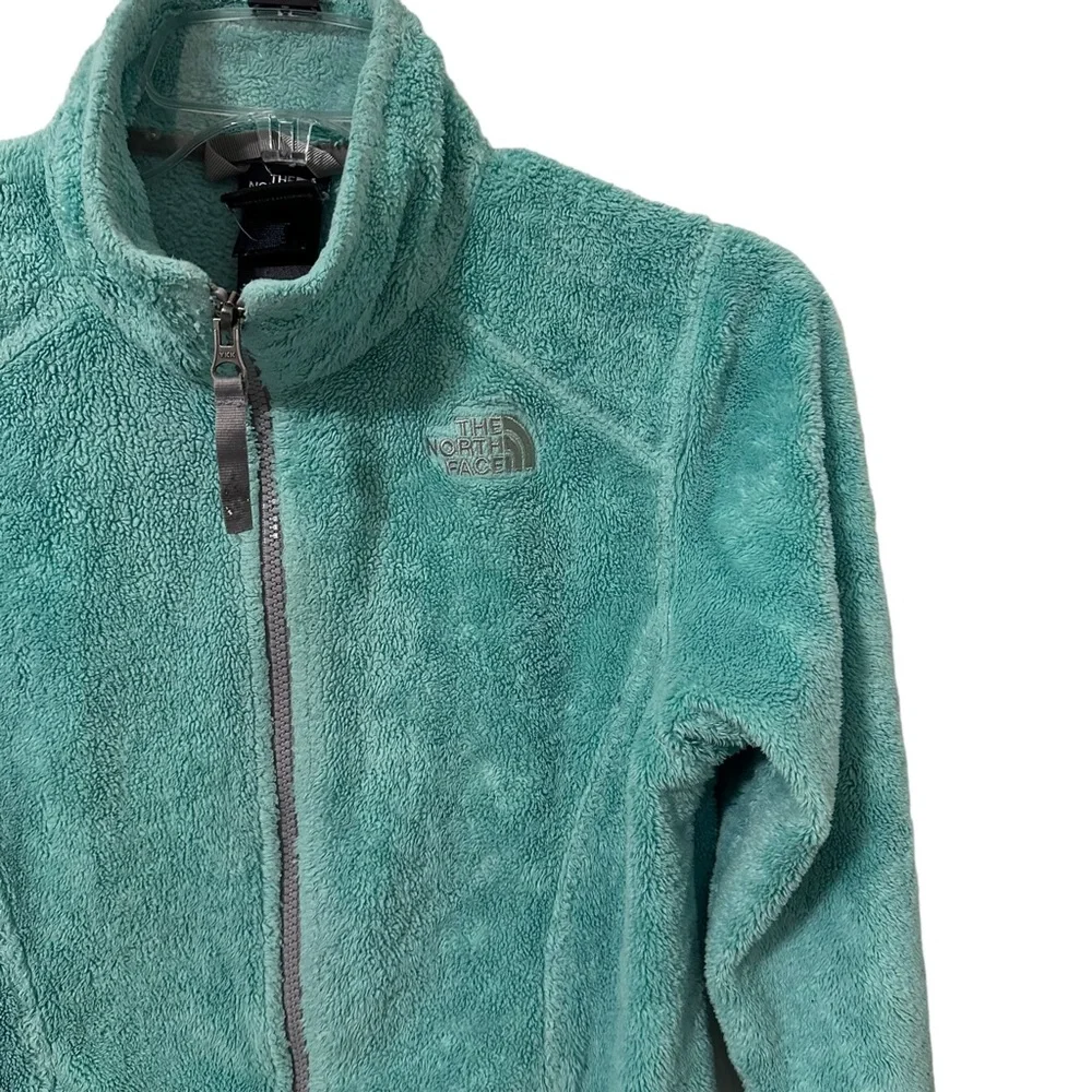The North Face Osito Fleece Green Jacket Girls Full Zip‎ Up Fleece Fuzzy Size L